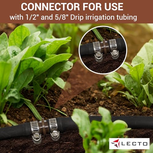 LECTO Universal 5/8", 1/2", .700" Drip Line Repair & Extension Kit – 3 Pack Plastic Couplers with 6 Stainless Steel Hose Clamps - style: Coupler