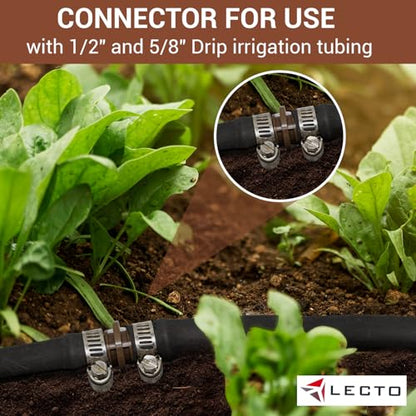 LECTO Universal 5/8", 1/2", .700" Drip Line Repair & Extension Kit – 3 Pack Plastic Couplers with 6 Stainless Steel Hose Clamps - style: Coupler