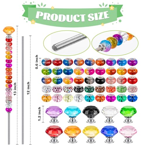 230 Pcs Beaded Garden Stakes, 12 IN Fairy Wand Garden Stake Beads Kits - size: 12 IN Diamonds