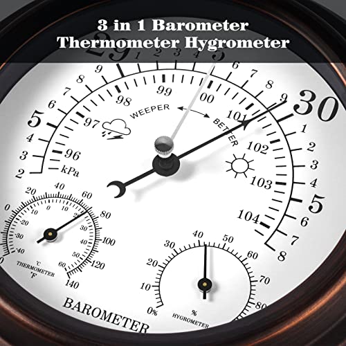 8 in Steel Barometer Thermometer Hygrometer Weather Station Wall Mounted