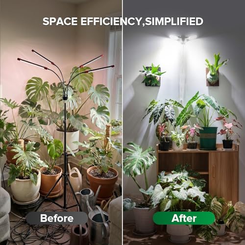 SANSI Wall Mounted Grow Light, 60W Dual Head Full Spectrum with Remote - size: 60W-5600Lumen