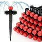 20 Pack Quick Connect Two-Way Drip Emitters with Stake for 1/4" Irrigation Tubing, Adjustable 360 Degree Water Flow Irrigation Sprayer On 5" Stake Garden Irrigation Dripper for Watering System - color: Double Head Push Stream-20P