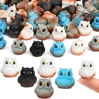 Weysat 60 Pcs Mini Resin Owls Miniature Figurines Tiny Resin Owls