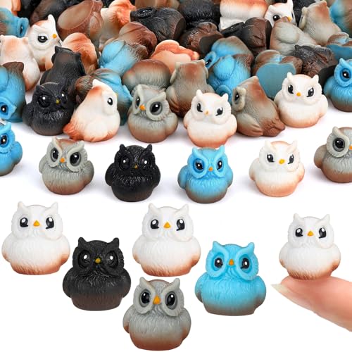 Weysat 60 Pcs Mini Resin Owls Miniature Figurines Tiny Resin Owls