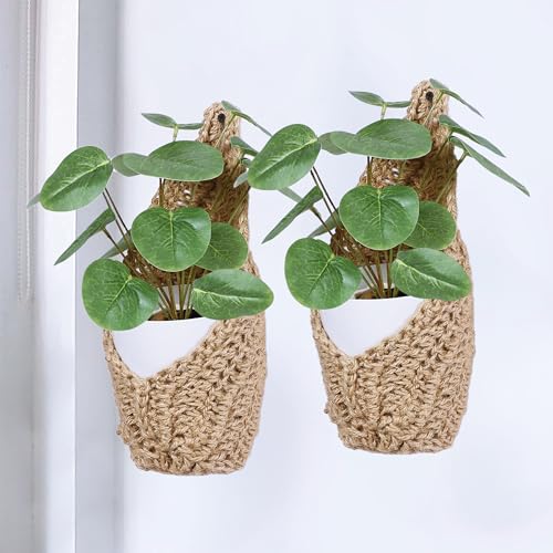 2 Pack Macrame Wall Plant Hanger for 4 inch, Wall Plant Basket - size: Small