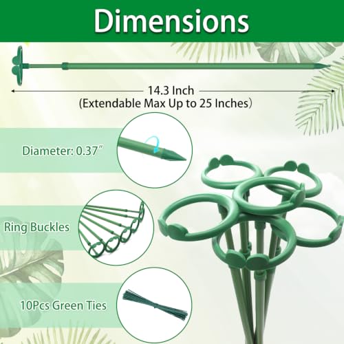 Extendable Plant Stakes, Length Scalable From14.3to25IN Plant SupportStakes - size: 25Inches 7Pack