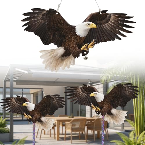 Flat Fake Eagle to Keep Pigeon Woodpecker Animals Away, 4 Pack Hanging Fake Eagle with Reflective Tape for Scare Animals Away, Waterproof Outdoor Decor for Garden Balcony Window Patio Front Porch - color: 4pcs-black Eagle 02
