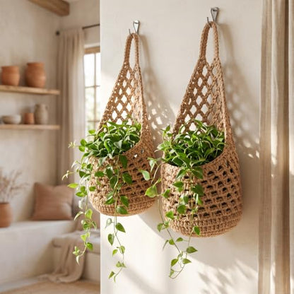 2 Packs 6 inch Macrame Wall Plant Hangers Pot Cotton Wall Planters