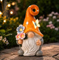 Solar Garden Gnome Statue: Outdoor Figurine with Flower Light - color: Flower Gnome