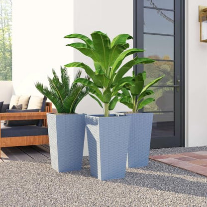 Outsunny 24 in Taper Tall Planters for Outdoor Plants Set of 3, Light Gray - color: Light Gray