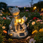 9.8" Solar Cat Resin Garden Statues Outdoor LED Light with Lantern