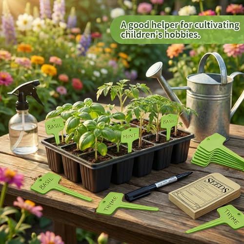 30 Pcs Seed Envelopes, 30 Pcs Plant Labels and 1 Plant Marker (Green) - color: Green