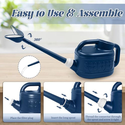 1 Gallon Watering Can, Outdoor Watering Can, Long Spout Water Can - color: Dark Blue, size: 1 Gallon