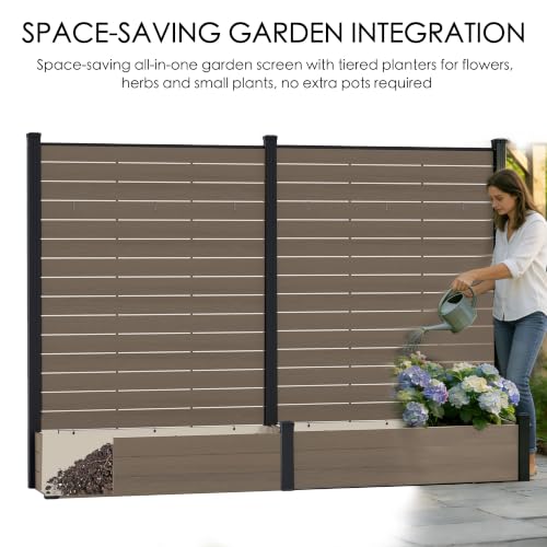 Kozyard 2Pack Privacy Screen with Planter 70"H x 51"W Outdoor Garden Screen - color: Taupe/2Pack
