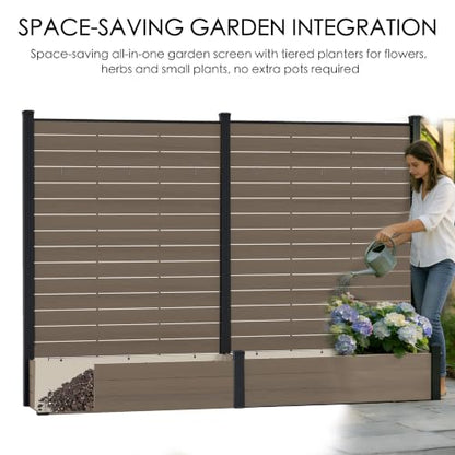 Kozyard 2Pack Privacy Screen with Planter 70"H x 51"W Outdoor Garden Screen - color: Taupe/2Pack