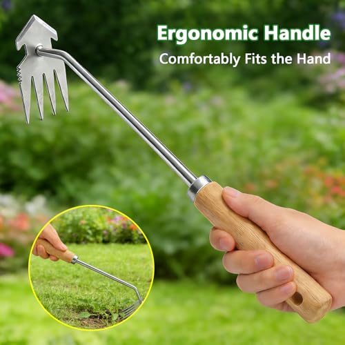 Weed Puller Tool, 2 Pack 4 Teeth Garden Weeding Uprooting Tools