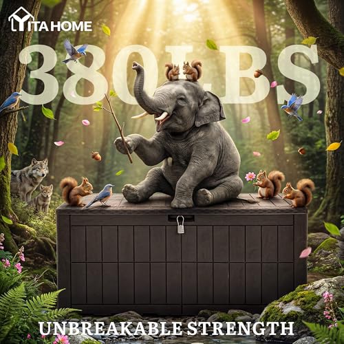 YITAHOME 110 Gallon Outdoor Deck Box - color: Dark Brown, size: 110 Gallon