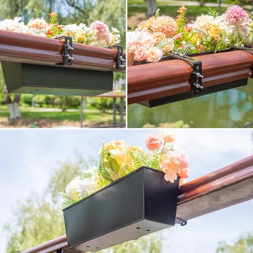 16 Inch Deck Railing Planter Boxes with Adjustable Brackets (4PCS)