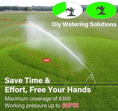 Heavy Duty Impact Sprinkler on Tripod Base,2 Pack 50 Inch Tripod Sprinkler - size: 50in-2pack