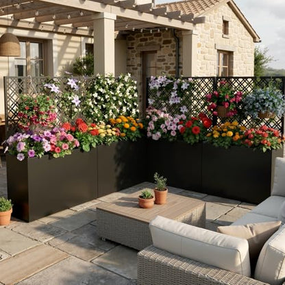Metal Planter Box with Trellis, 35" Lx11.8 Wx47 H Metal Raised Garden Bed with Trellis and Drainage Holes, Outdoor Standing Flower Bed for Climbing Plants,Vegetables,and Vines(Diamond) - size: 1 PCS 35" Lx11.8" Wx47" H - Diamond