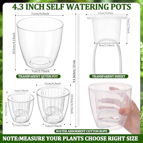 Self Watering Plant Pots, 4.3'', Transparent, 18 Pcs - color: Transparent, size: 4.3''