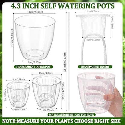 Self Watering Plant Pots, 4.3'', Transparent, 18 Pcs - color: Transparent, size: 4.3''