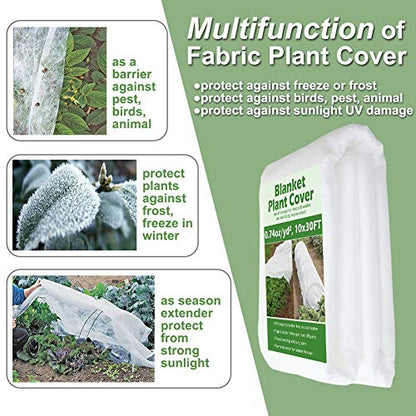 Plant Covers Freeze Protection 10 ft x 10 ft Floating Row Cover 0.9oz/yd² Garden Fabric Plant Cover for Winter Frost/Sun Pest Protection (10FT X 10FT) - size: 10'x10'-rectangle