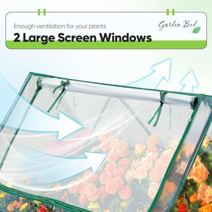Quictent 4x3x2ft Galvanized Raised Garden Bed with Cover - color: Clear, size: 4 x 3 x 2 ft