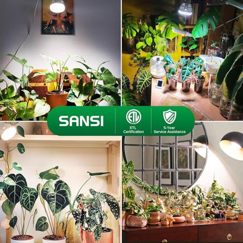 SANSI Dimmable Grow Light Bulb, 10W Full Spectrum with Remote Control - size: PPFD 97