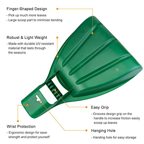 Large Leaf Scoops and Hand Rake Claw, Hand Held Garden Rake Grabbers - style: Scoops