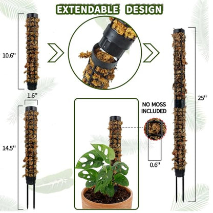 Small Moss Pole for Monstera - Stackable & Refillable Plastic Moss Poles for Climbing Plants with Large Mesh Design (4Pack-Black-Small) - size: 4Pack-Black-Small