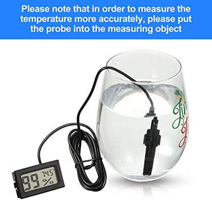Weewooday 6 Pcs Digital Humidity Meter with Probe LCD Thermometer,Black - size: Black