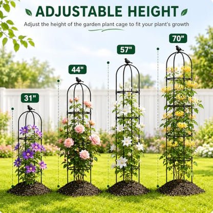 Garden Obelisk Trellis for Climbing Plants,6.3 ft, Black, 2PCS