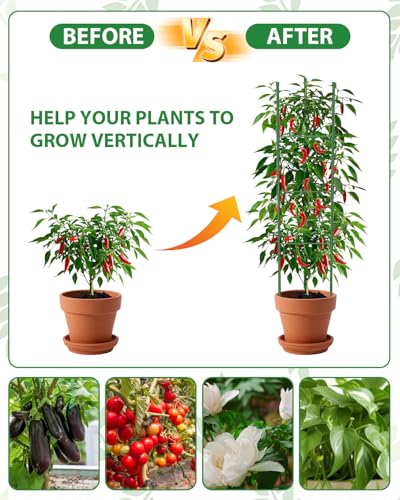 MYMULIKE 6 Pack Tomato Cages for Garden, 51in*13in Adjustable Tomatoes Plant Stakes Support Cages Trellis, Garden Trellis for Vegetable Flowers Fruits Climbing Plants- 20 Binding Wires Included - size: 6pack-51in*13in