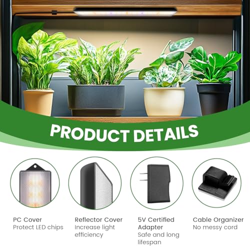 Wolezek 14in Grow Light Strip for Indoor Plants, Full Spectrum - size: 2 Pack