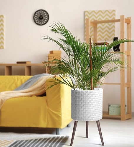 D'vine Dev Planter Pot with Wood Stand, 14 in, Matte White, 88-Z-D-1 - color: Matte White, size: X-Large