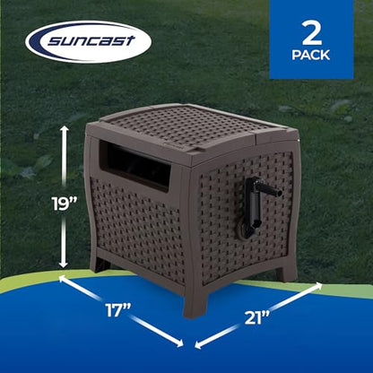 Suncast 2 Pack 175 ft. Wicker Style Resin Hose Hideaway with Hose Guide, Java, Mocha Brown - size: 2