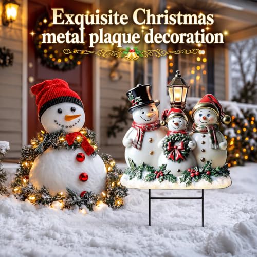 RattanView Christmas Snowman Yard Sign Outdoor Snowman Yard Decoration with Stakes Waterproof Garden Lawn Stake Sign Decoration for Xmas Patio Lawn Walkway Courtyard Party Decor - style: Snowman