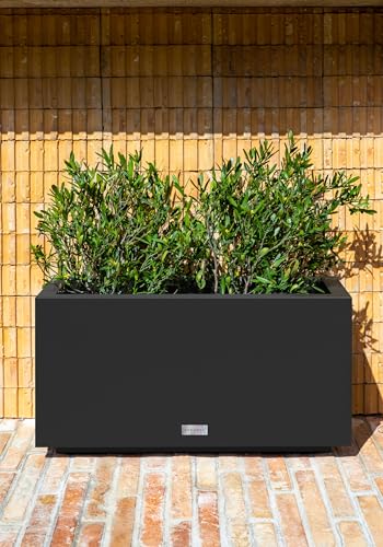 Veradek Block Series Long Box Planter - Rectangular Outdoor Planter - color: Black, size: Small - 2 Pack