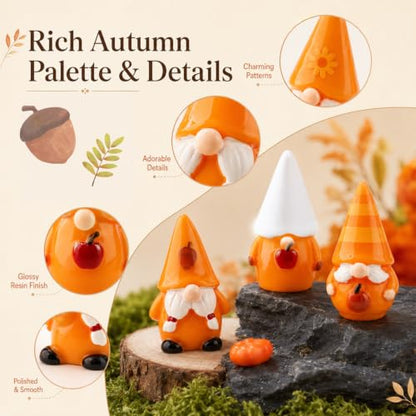 18Pcs Thanksgiving Mini Resin Gnomes Set, Small Miniature Figurines Decor - color: Gnome Set