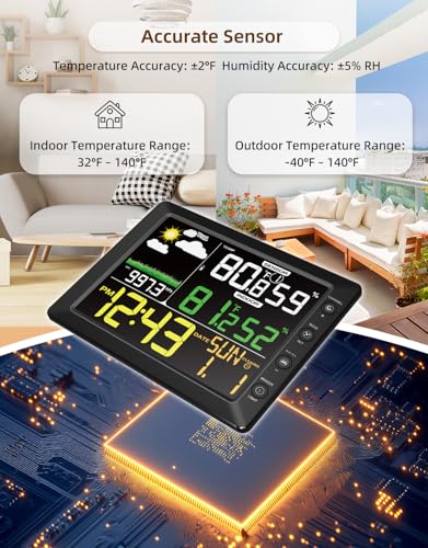 DOOMAY Wireless Weather Station, Indoor Outdoor Thermometer, Weather Clock