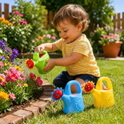 Garneck 3pcs Kids Watering Can Bath Toy Set: Toddler Small Watering Cans for Kids Plastic Garden Water Play Toys Boys Girls Indoor Outdoor Pretend Play Beach Backyard Fun(Random Styles)
