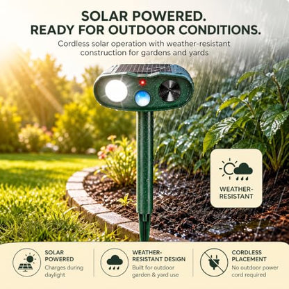 2026 Sonic Fortress Pro Deer Repellent Solar Ultrasonic Animal Repellent