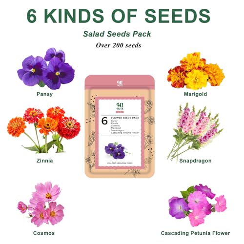 Flower Seed Pod Kit Mix of 6 Different Included Pansy, Cosmos, Zinnia, Marigold, Snapdragon, Cascading Petunia Flower Seed Starter Pod Kit for Hydroponics Growing System with Plant Food, 8-Pod - color: Flower
