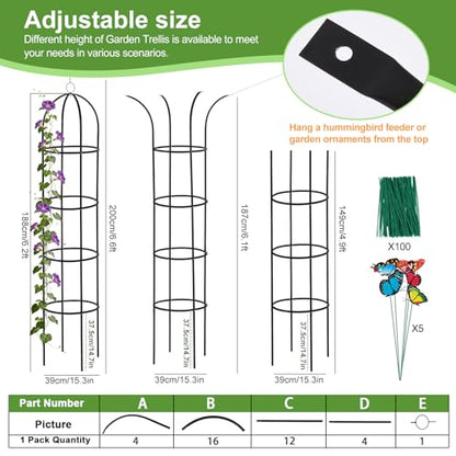 100% Metal Obelisk Garden Trellis 6.6 Ft Tall Plant Support for Climbing - size: 1PC