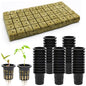 50 PCS 1" Rockwool Cubes & 50 PCS 1.5" Net Cups for Hydroponics - color: Black