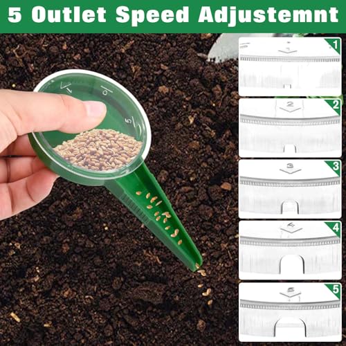 21 PCS Mini Seed Spreader, 5-Speed Sowing Seed Dispenser for Small Seeds, Manual Seedlings Dibber and Widger Set, Handheld Garden Seeds Planter Tool with Storage Box and Plant Labels