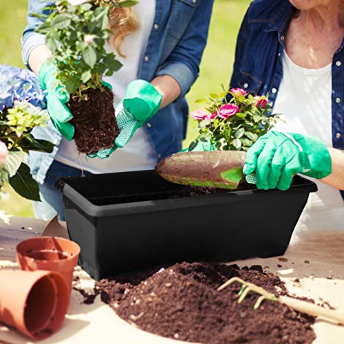6 Pcs Window Box Planter, 17" Rectangular Planter Box with Saucers, Black - size: 6 Pack / 17inch Dark Gray