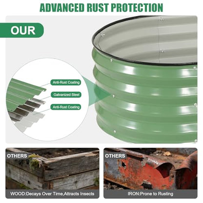 2Pcs Galvanized Raised Garden Bed Kit Outdoor 4x2x1ft, OliveGreen - color: 0live Green