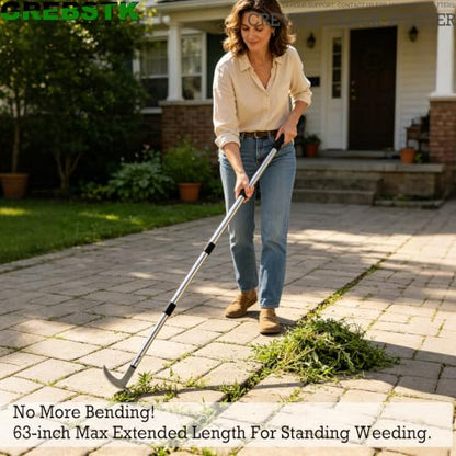 GREBSTK Crack Weeder Crevice Weeding Stainless Steel Tool Adjustable, 63 in